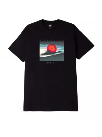 OBEY T-SHIRT A NEW DAY RISING NERO