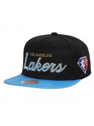 Cappello Mitchell & Ness 75th Anniversary Gold Snapback Los Angeles Lakers Nero
