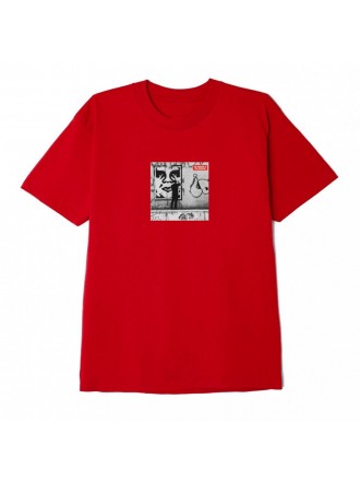 T-SHIRT CLASSICA OBEY THE MEDIUM IS THE MESSAGE ROSSO
