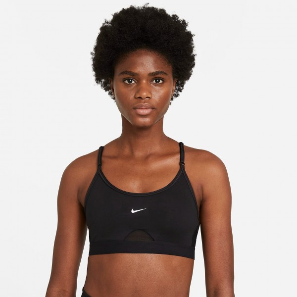 Reggiseno sportivo Nike Dri-FIT Indy Light-Support imbottito con scollo a U da donna Nero